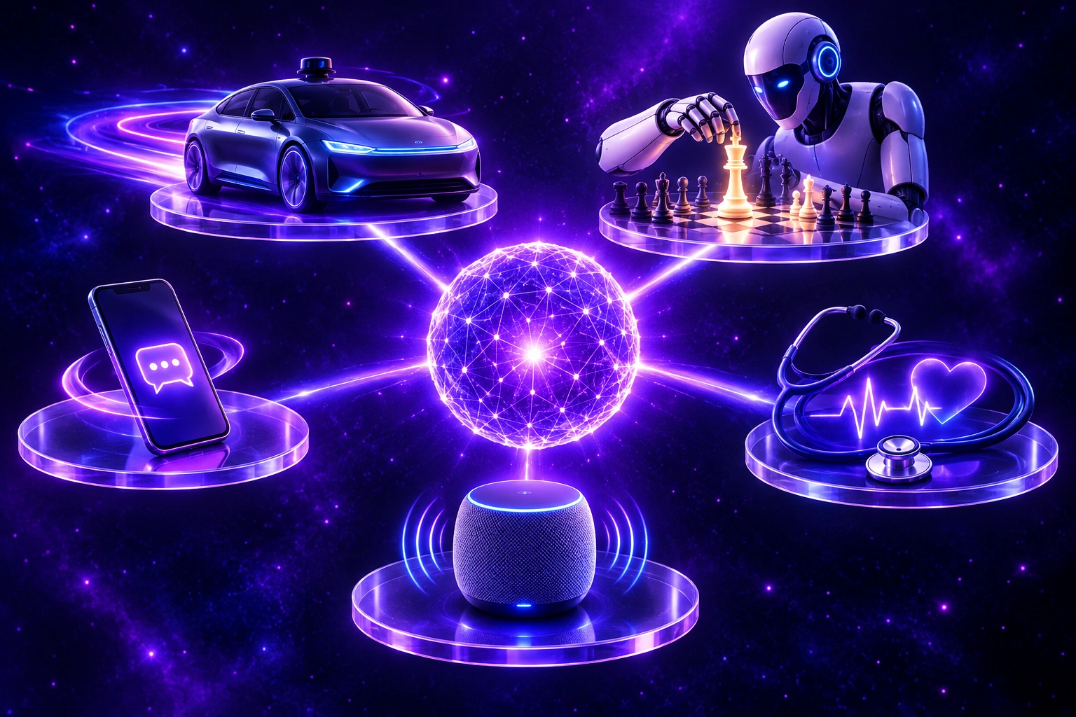 modern AI robotics aur ChatGPT purple illustration