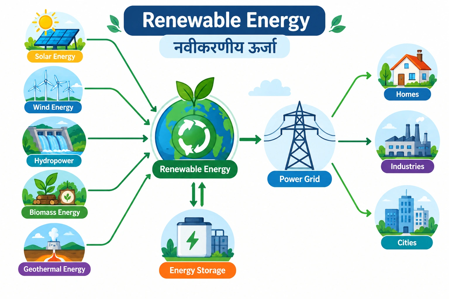 Renewable Energy in Hindi - नवीकरणीय ऊर्जा क्या है diagram